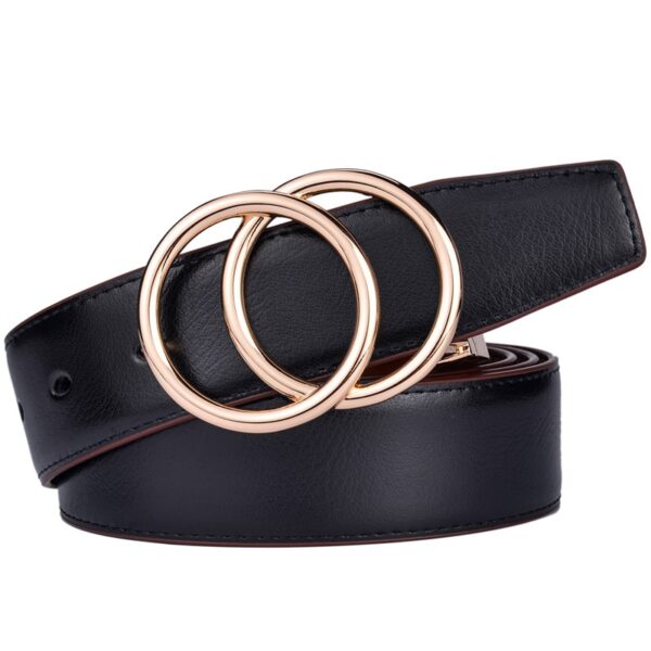 Beltox Women Reversible Leather Belt 2 in 1 Rotated 2 Rings Gold Buckle 3 4cm Wide 2