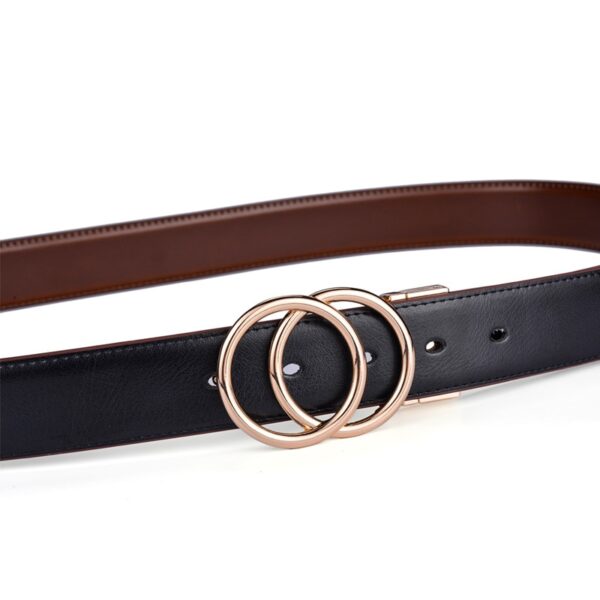 Beltox Women Reversible Leather Belt 2 in 1 Rotated 2 Rings Gold Buckle 3 4cm Wide 4