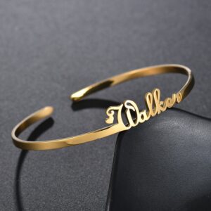 Nextvance Customized Nameplate Name Bracelet Personalized Custom Cuff Bangles Women Men Rose Gold Stainless Steel Jewelry 1