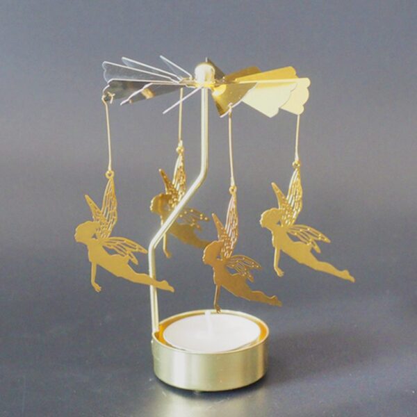 Silver Gold Candlesticks Rotating Romantic Rotation Spinning Carrousel Tea Light Candle Holder Dinner Wedding Bar Party 1