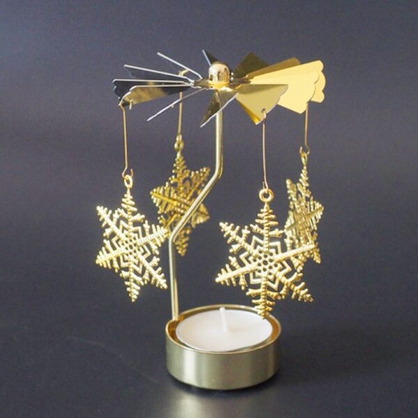 Silver Gold Candlesticks Rotating Romantic Rotation Spinning Carrousel Tea Light Candle Holder Dinner Wedding Bar Party 2
