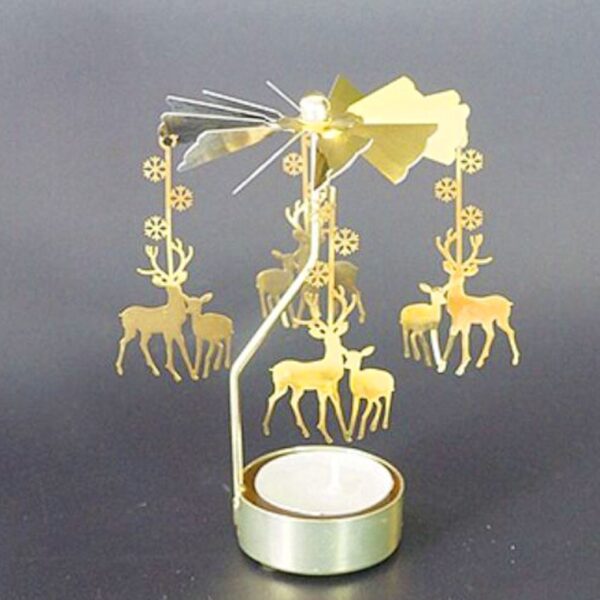 Silver Gold Candlesticks Rotating Romantic Rotation Spinning Carrousel Tea Light Candle Holder Dinner Wedding Bar Party 3