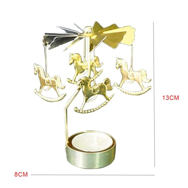 Silver Gold Candlesticks Rotating Romantic Rotation Spinning Carrousel Tea Light Candle Holder Dinner Wedding Bar Party 5