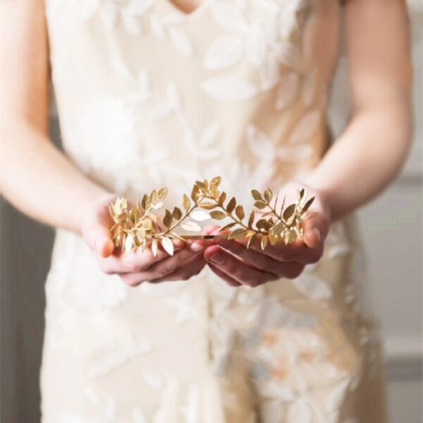 Vintage Gold Leaf Tiara Crown Bridal Headpiece Head Jewelry Women Hairband Bridal Wedding Hair Jewelry Queen 3