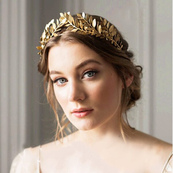 Vintage Gold Leaf Tiara Crown Bridal Headpiece Head Jewelry Women Hairband Bridal Wedding Hair Jewelry Queen