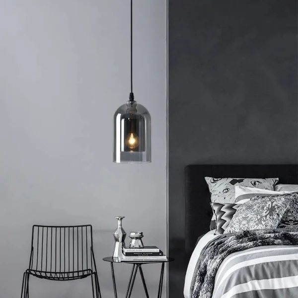 Led Pendant Lamp Nordic Gray Glass Modern Hanging Lighting Luxury Art Restaurant Bar Hotel Bedroom Bedside 1