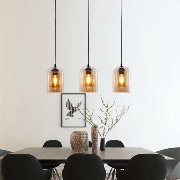 Led Pendant Lamp Nordic Gray Glass Modern Hanging Lighting Luxury Art Restaurant Bar Hotel Bedroom Bedside 2