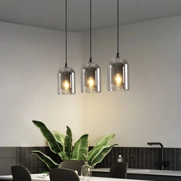 Led Pendant Lamp Nordic Gray Glass Modern Hanging Lighting Luxury Art Restaurant Bar Hotel Bedroom Bedside 3