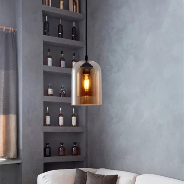 Led Pendant Lamp Nordic Gray Glass Modern Hanging Lighting Luxury Art Restaurant Bar Hotel Bedroom Bedside 5