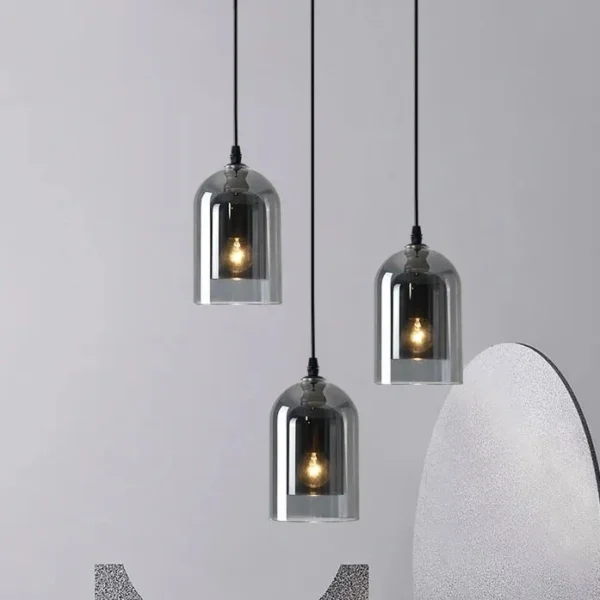 Led Pendant Lamp Nordic Gray Glass Modern Hanging Lighting Luxury Art Restaurant Bar Hotel Bedroom Bedside