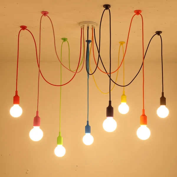 Colorful Spider Chandelier Lamp for Children Baby Nursery Room Silicone E27 Holder LED Suspension Hanging Light 1