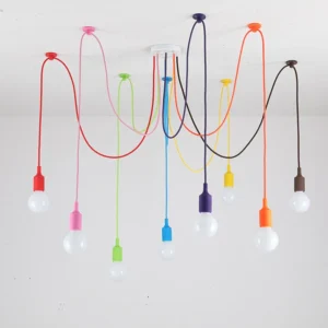 Colorful Spider Chandelier Lamp for Children Baby Nursery Room Silicone E27 Holder LED Suspension Hanging Light