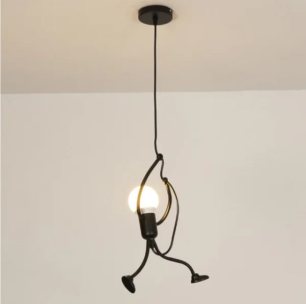 Vintage Iron Little Man Modern Arts Chandelier LED Ceiling Lamp Home Living Room Children Bedroom Decor